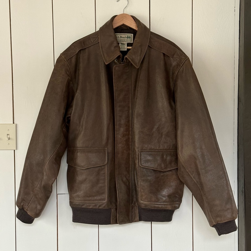 LL Bean Thinsulate Flying Tiger Bomber Goatskin Leather Jacket Size XXL